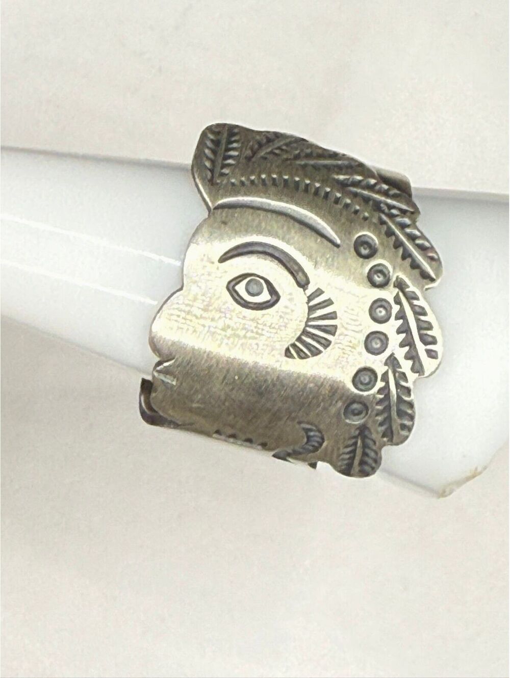 Native American Andy Cadman Chief Sterling Silver Ring Size 11